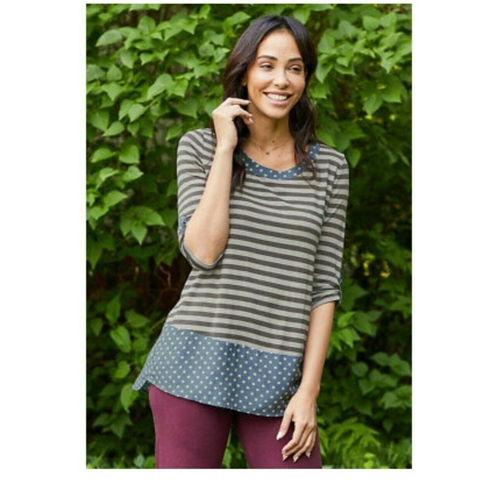 Matilda Jane Let's Get Lost Blue Gray Peplum Top